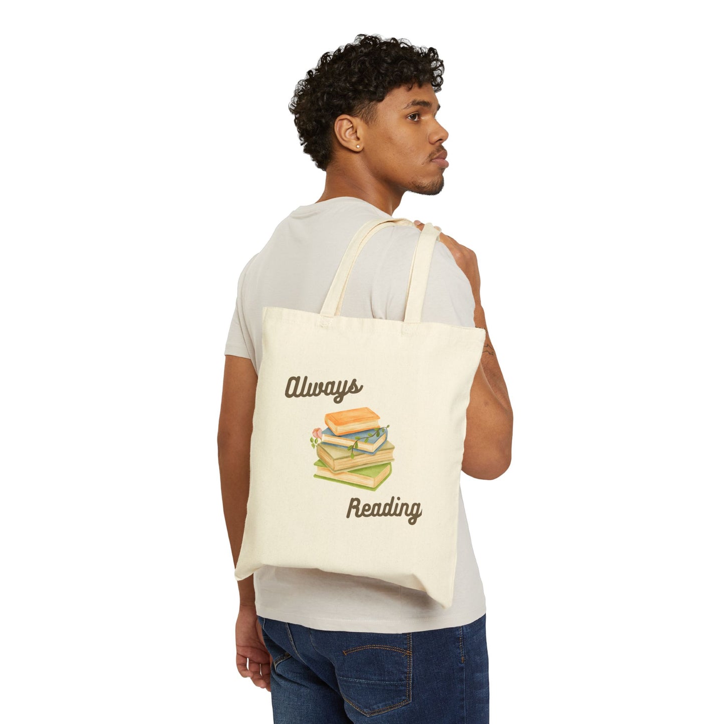Bookworm Cotton Canvas Tote Bag - Always Reading Book