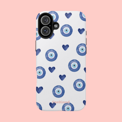 Blue Hearts with Protection Phone Case