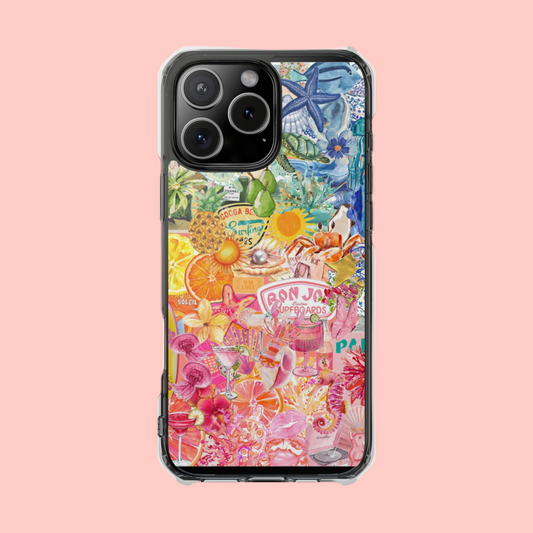 Colorful Tropical Phone Case - MagSafe Clear Impact Case for Summer Vibes